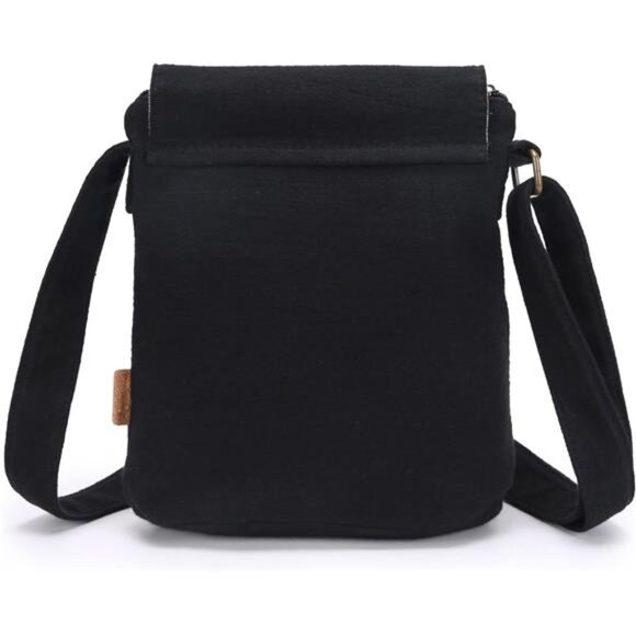 Women's Retro Small Size Canvas Shoulder Bag Black#2 - Picture 2 of 6